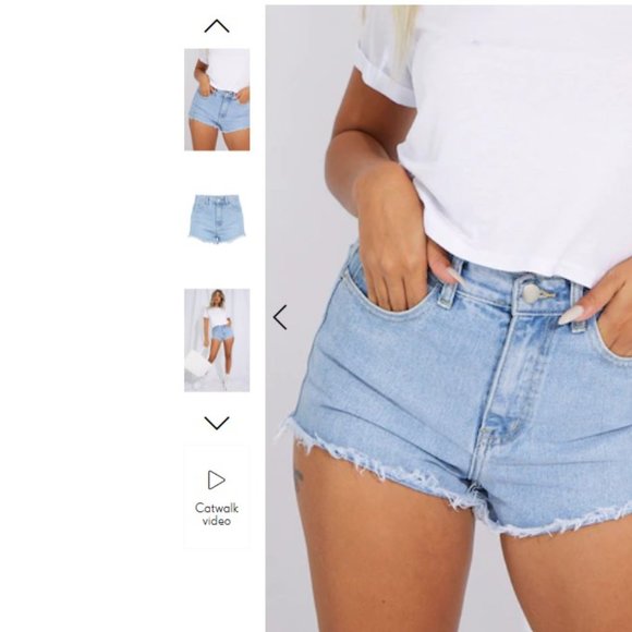 Petite Light Blue Wash Frayed Hem Denim Shorts - Size 8 US / 12 UK - Picture 2 of 5